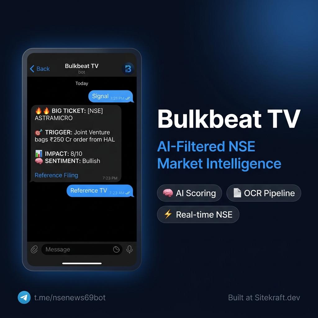 How I Built Bulkbeat TV: A Telegram Bot for AI-Filtered NSE Market Intelligence